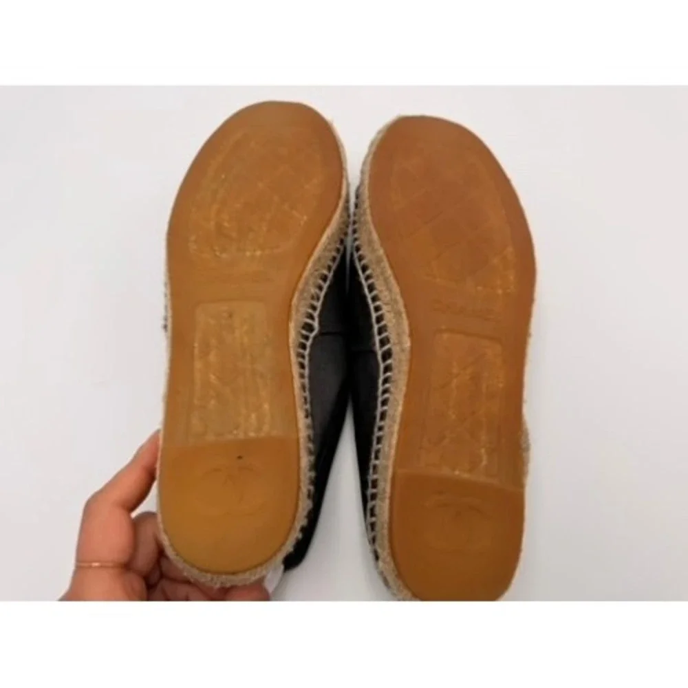 Chanel Espadrilles Women Black Good Lambskin Leather CC Logo‎ Flats